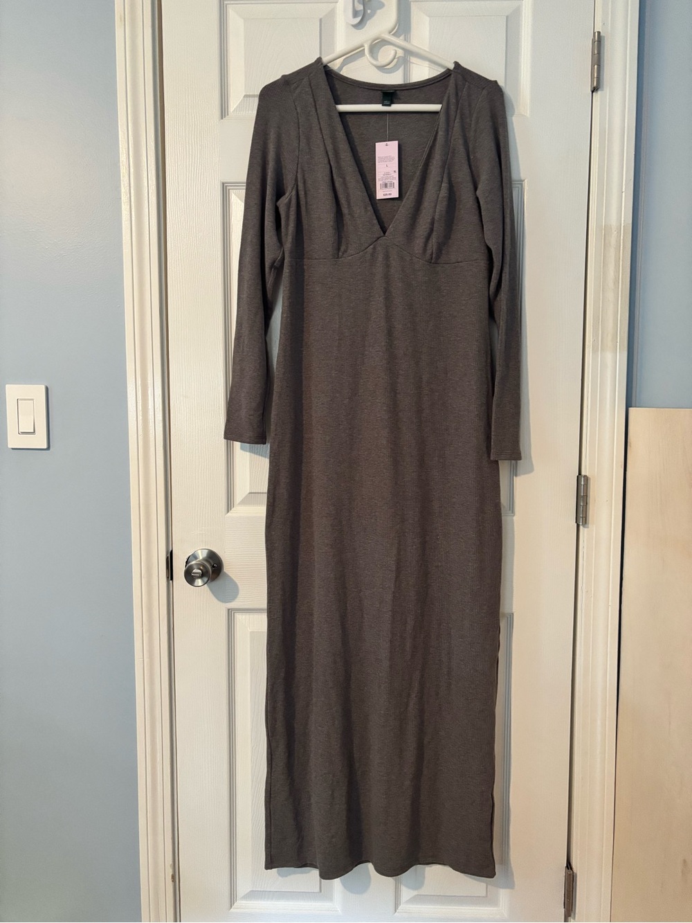 wild fable Long Sleeve V-Neck Maxi Dress - Charcoal
